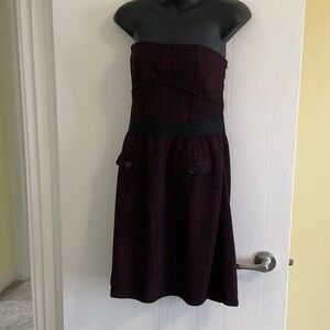 Strapless Sheath Dress with Black Waist Band